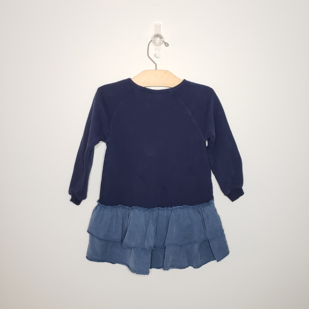 Zara 2-3Y Toddler Girl Cosmos Navy and Blue Ruffled Sweatshirt Dress - Picture 3 of 8